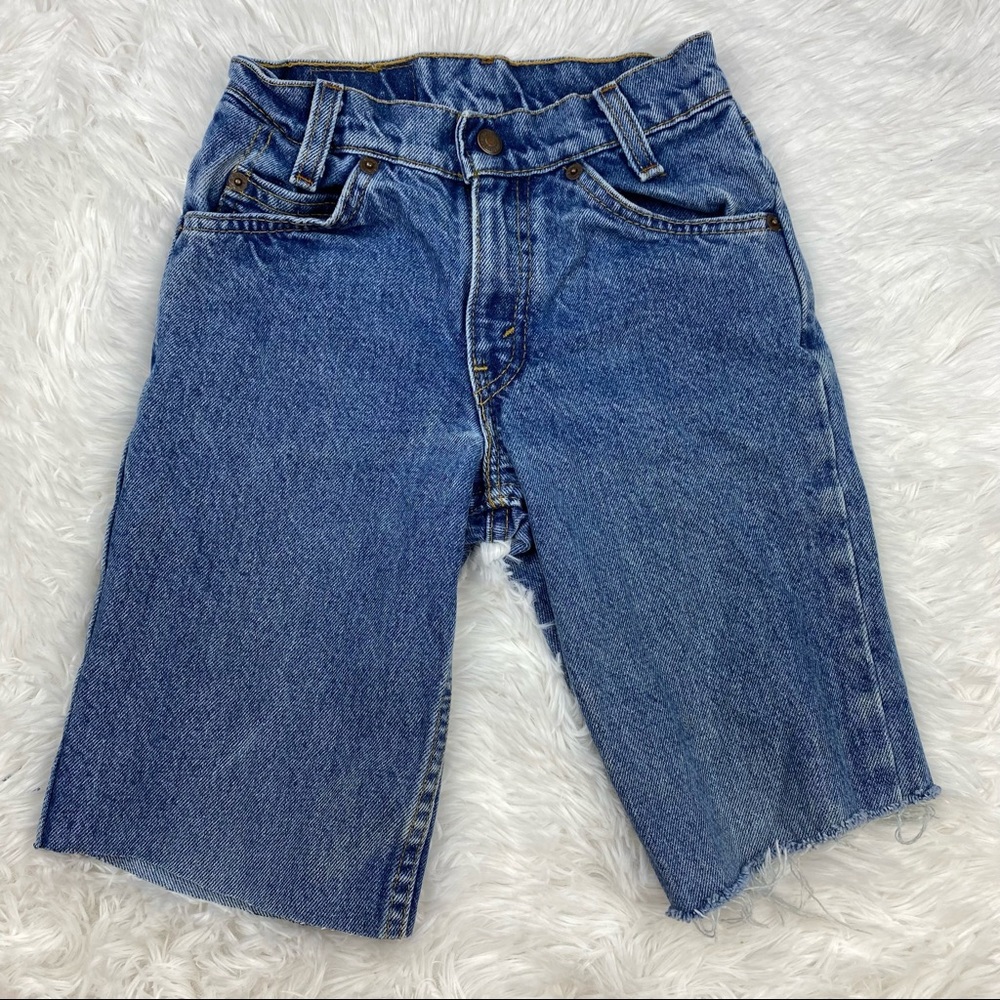 Vintage Kids Levi's 550 Orange Tab Cut Offs A40 - Picture 3 of 12